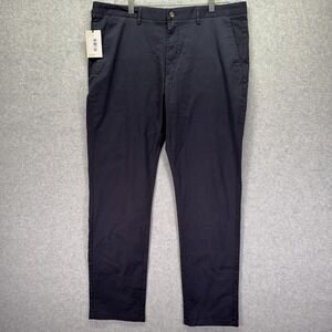 Collars & Co Pants Mens 38x32 Navy CEO Classic Chino Stretch Flat Front Twill